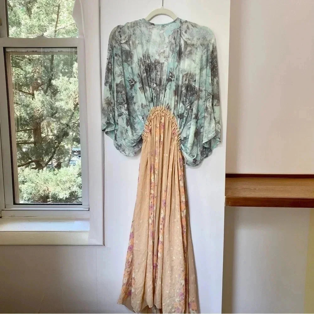 New Free People Long Sleeve Floral Boho Maxi Top XS - Picture 7 of 17
